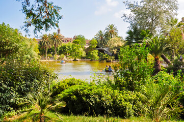 Pond in Ciutadella park, Barcelona, Spain