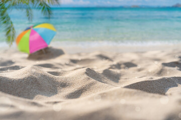 Tropical beautiful sand beach and clear water with copy space, Summer vacation background
