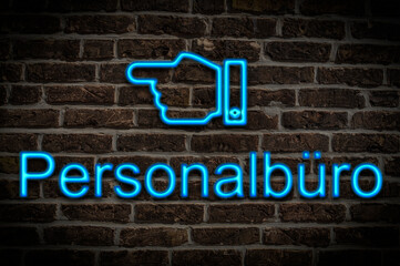 Fototapeta premium Leuchtreklame Personalbüro
