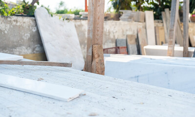 Workplace to crave the tombstone using marble and granite