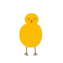 Vector Easter chicken. Cute hand drawn yellow chicken sketch. Simple hand drawn Easter decor.