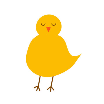 Vector Easter chicken. Cute hand drawn yellow chicken sketch. Simple hand drawn Easter decor.