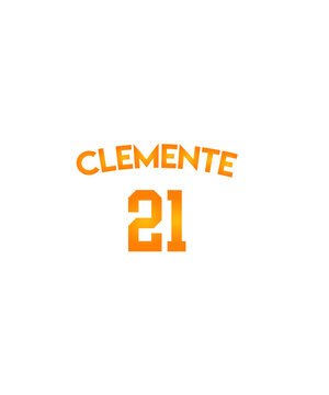 Baseball 21 Clemente graphic design vector for t-shirt, tees, match, party, festival, brand, company, business, logo, vector, fun, gifts, website in a high resolution editable printable file.