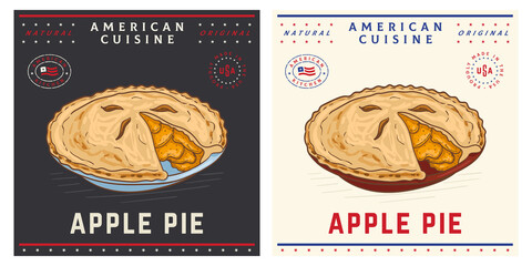 Apple pie vintage retro illustration © CHEESEBURGER