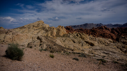 Red and yellow limestone formations in the valley of fire state park, USA