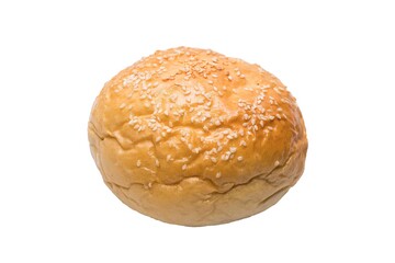 Round burger bun on white background