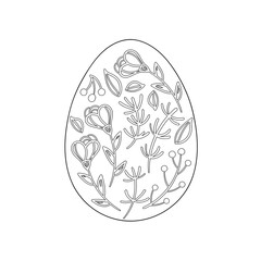 Easter egg. Coloring book for adults and children or greeting card Template . Vector illustration