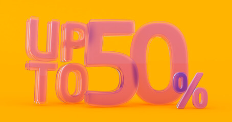 Up To 50% Off Special Offer, Sale Up to 50 Percent Off, 3d render