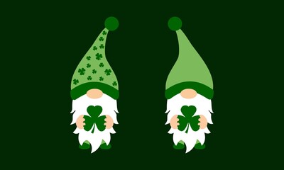 St Patricks Gnomes  - Gnomes  - Gnomes with Shamrock -  Happy St Patricks - St Patrick's Vector And Clip Art