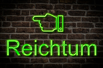 Fototapeta premium Leuchtreklame Reichtum