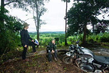 The couple in the motorcycle trip