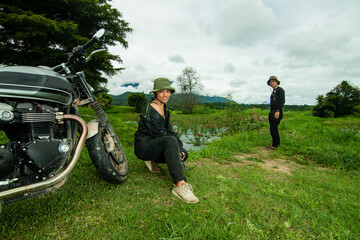 The couple in the motorcycle trip