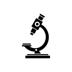 Black microscope icon isolated on white background. Simple flat glyph design. Vector illustration.