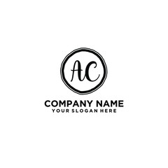 Letter AC Beautiful handwriting logo