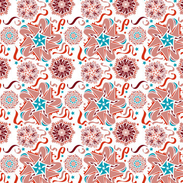 Creative artistic floral background. Hand drawn doodle seamless pattern