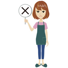 A illustration of woman wearing apron