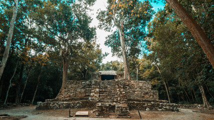 Muyil maya ruin in the Sian Ka'an national park, Yucatan, Mexico