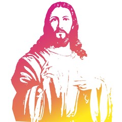 Jesus Zeichnung Schablone Stencil Hintergrundgrafik bunt