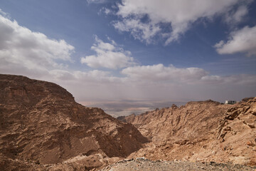 View from the top of the highest mountain in UAE (900 m) Jebel Hafeet