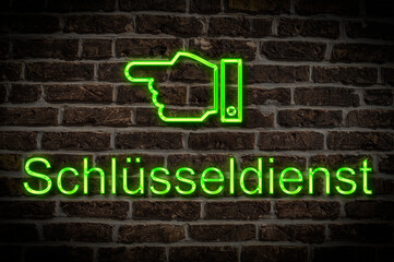 Fototapeta premium Leuchtreklame Schlüsseldienst