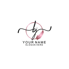 Letter BJ Beautiful handwriting logo