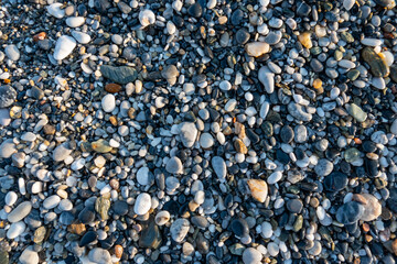  natural background of cobblestones, pebbles and stones of different shapes