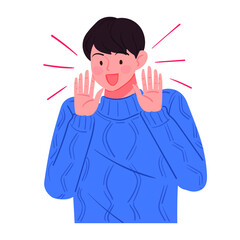 A man in a pose shouting with his hands around his mouth. Promotion, event concept illustration.