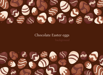 Chocolate Easter eggs background. Easter sweets. Vector illustration