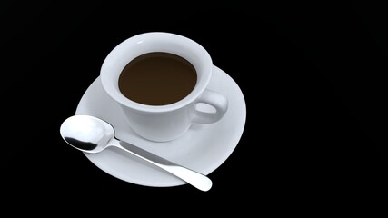 cup of coffee on black 3D computer generated image