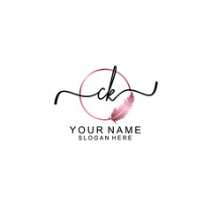 Letter CK Beautiful handwriting logo