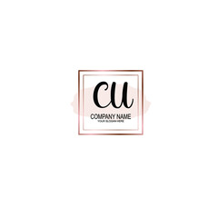 Letter CU Beautiful handwriting logo