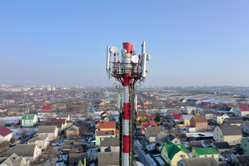 Communication transmitter tower with antenna such a Mobile phone tower, Cellphone Tower, Phone Pole...