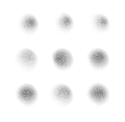 Halftone sphere dotted vector illustration. Circle halftone patterns dots logo. Globe vector illustration. Big set.