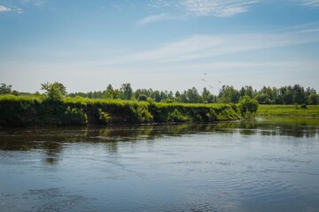 Rural river and blue sky