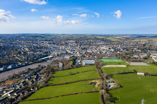 Aerial photograph of Truro, Cornwall, England taken from near Malpas Village