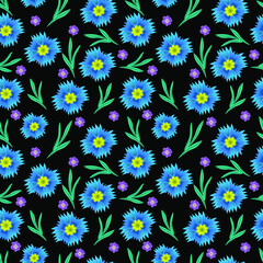 A seamless pattern with floral elements for apparel, stationery, textiles, fabric, wrapping paper. Vector flat  illustration, EPS 10.  
