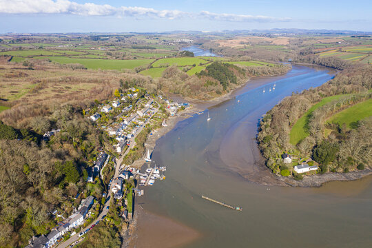 Aerial photograph taken near Malpas Village, Truro, Cornwall