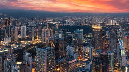 Fototapeta na wymiar Kuala Lumpur Skyscrappers at Sunset