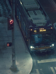 bus in light snow