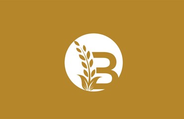 Emblem Letter B Linked Monogram Golden Laurel Logotype