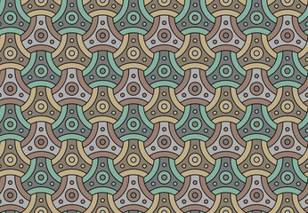Seamless pastel pattern in 60s style. Template for fabric. Stylish background for cards. Wrapping paper pattern. Abstract decor. Textile design. Fashionable color combinations. Trends. Multicolor.