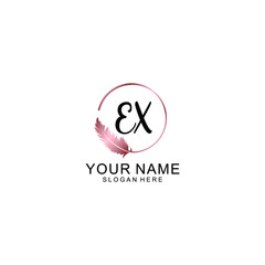 Letter EX Beautiful handwriting logo
