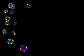 Soap bubbles isolated on a black background