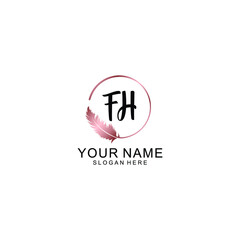 Letter FH Beautiful handwriting logo