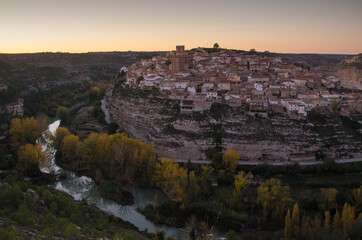 Sunset over the town of Jorquera