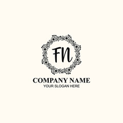 Letter FN Beautiful handwriting logo