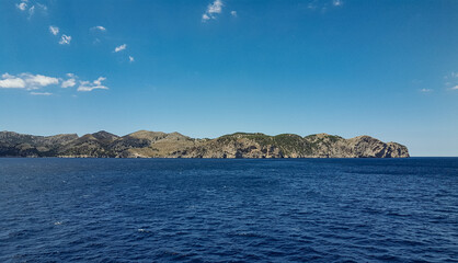 Fototapeta na wymiar Formentor Landscape seen from Boat in Mallorca, Spain