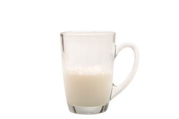 Milk in the cup isolated on white background.