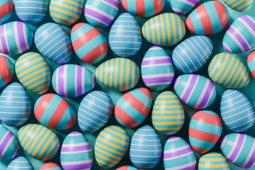 Fototapeta na wymiar Coloured eggs in foil on a blue background