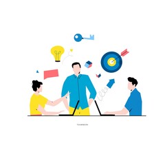 Business meeting flat vector. Business people discussion, team work, business people working together, innovative business approach concept for mobile and web graphics